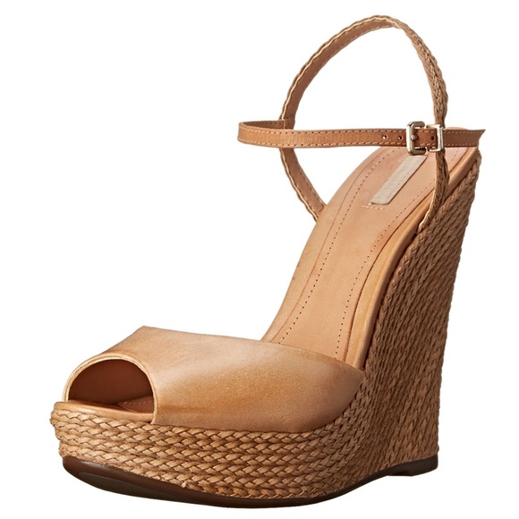 SCHUTZ Shoes - SCHUTZ ATONELLA WEDGE PEEP TOE LIGHTWOOD LEATHER